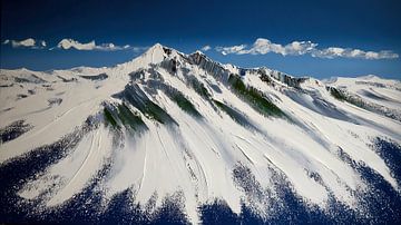 Een expressionistisch bergpanorama van Frank Heinz