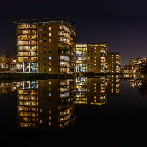 Nachtfoto van project Schiehart in Schiedam