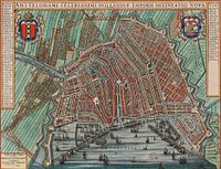 Een oude kaart van Amsterdam. 1652. Historische kaart van Amsterdam, Oud Amsterdam