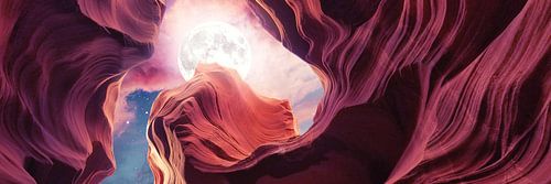 Grand Canyon met Space & Full Moon Collage II - Panoramisch