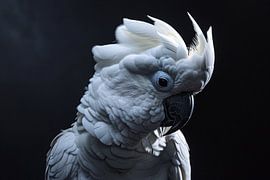 Der erwachende weiße Kakadu in der Dunkelheit von Art & Soul Creations