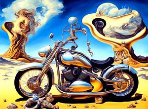 Motorfiets in een surrealistisch landschap van Quinta Mandala
