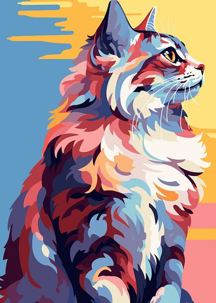 Cat Animal WPAP Pop Art Color Style by Mason Scott