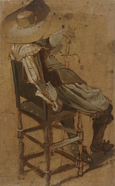 Sitzender Mann mit Schwert, Dirck Hals, 1601 - 1656 von Marieke de Koning