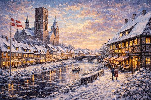 Ribe in Denemarken, een impressionistisch schilderij.