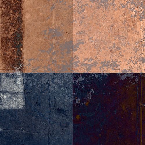 Quadrata. Abstracte minimalistische kunst in roestbruin, blauw en beige