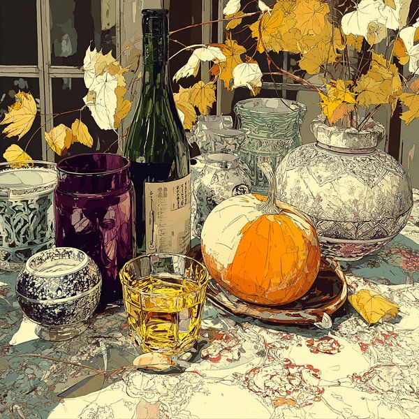 herfststilleven deur potten schaduw gele bladeren melancholisch van gm_designs