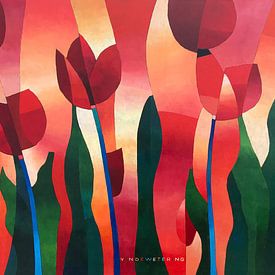 Tulpen Rood 10 van Kees van de Wetering