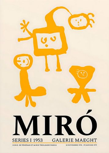 Abstract Surrealist Style Art Exhibition Poster with Yellow Figures