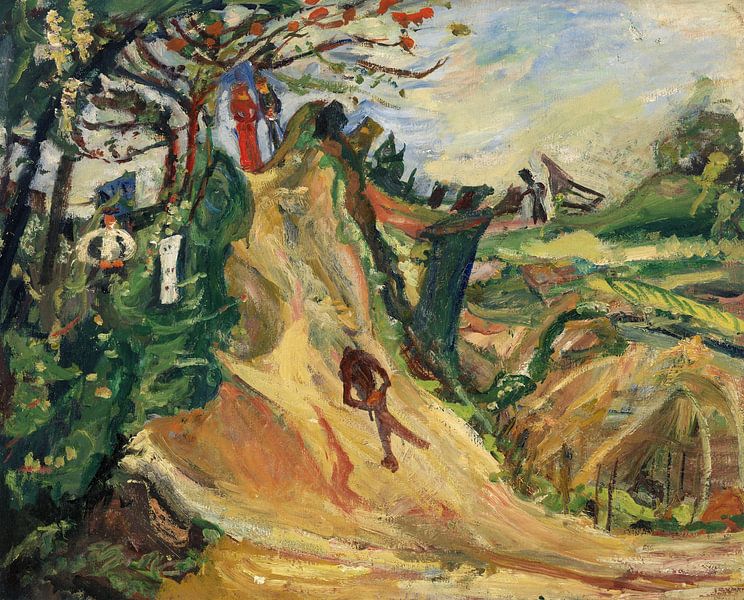 Chaim Soutine,Landscape with figure by finemasterpiece