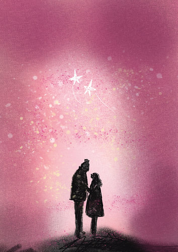 Stories under a pink sky