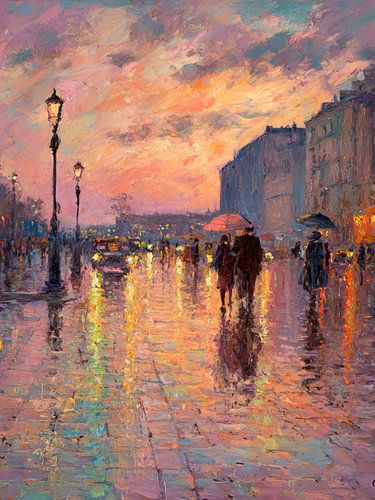 Spaziergang an einem regnerischen Abend von Nomo.Art