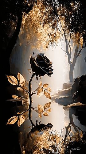 Rose in Rot, Schwarz oder Gold