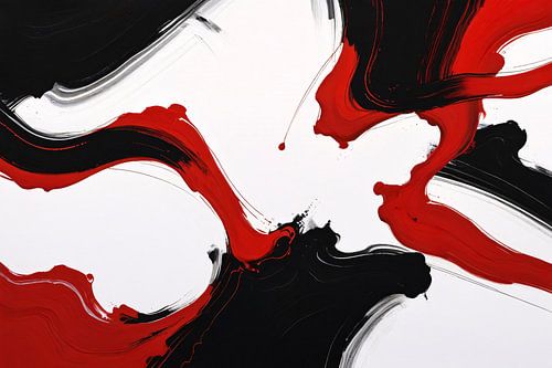Contrastrijke abstractie in rood en zwart