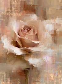 Large rose in soft, neutral colours by Lina van Oers