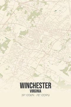 Carte ancienne de Winchester (Virginie), USA. sur Rezona