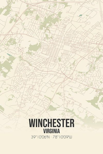 Carte ancienne de Winchester (Virginie), USA. par Affiches de lieux