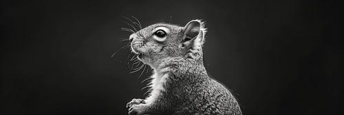 Eekhoorn zwart wit panorama natuurbeeld panorama