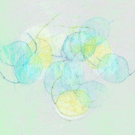 Feuille d'argent aux couleurs citron et turquoise sur Claudia Gründler