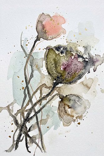 Whispering bloemen aquarel