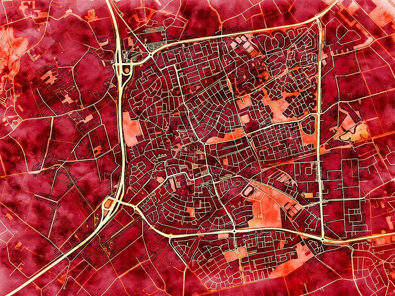 Map of Uden with the style 'Amber Autumn' by Maporia