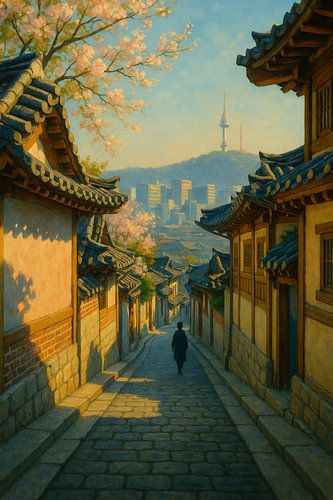 Seoul Ochtend in Bukchon Hanok Dorp