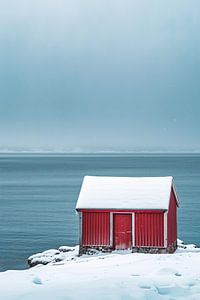 Haus am Meer im Winter