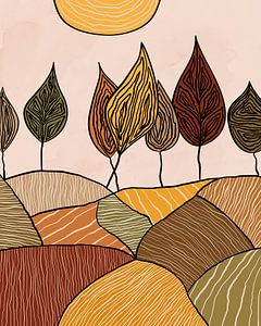 Bäume und Felder im Herbst