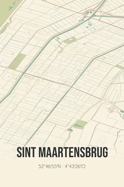 Vieille carte de Sint Maartensbrug (Hollande du Nord) par Affiches de lieux