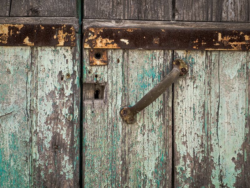 Close Up of Old Turquoise Blue Wooden Door by Art By Dominic