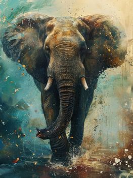 Elefant in der Aquarell-Oase