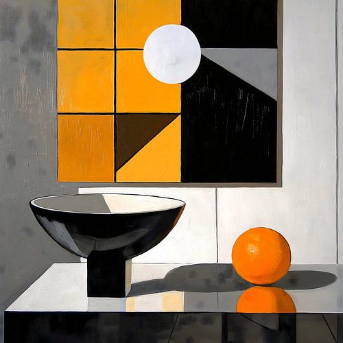 STILL LIFE BLACK AND WHITE YELLOW 03