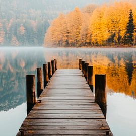 Steg im Herbst von Poster Art Shop