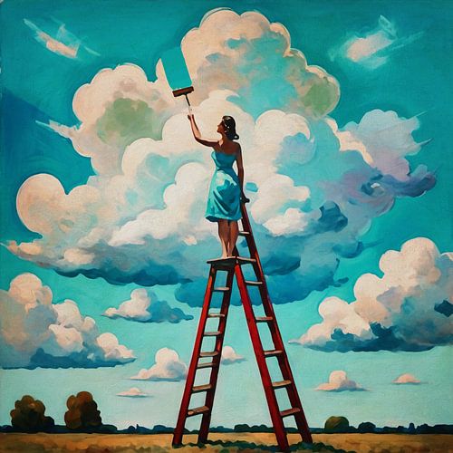 De vrouw die de lucht reinigt