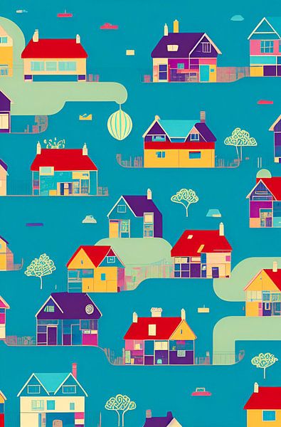 Gekleurde huisjes van Niek Traas