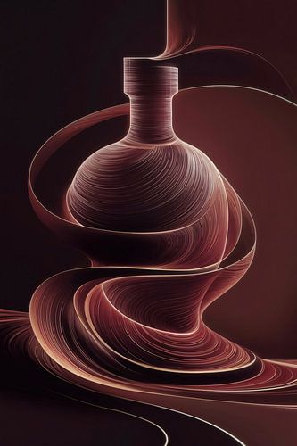 Abstracte fles met golvende lijnen