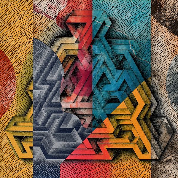 Geometrische Illusion in Farben von Arjen Roos
