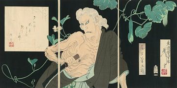 Tsukioka Yoshitoshi - Onoe Kikugorō V als de Ten Hag van Asajigahara van Peter Balan