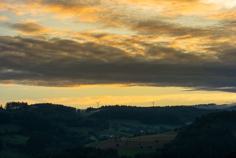 Romantic colorful sunset over black forest near Freiburg by adventure-photos