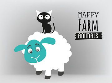 Happy Farm Animals Cat and Sheep _ Carina van Elly Michiels-Fleuren