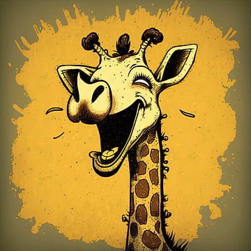 Lachende giraffe in cartoon stijl van Harvey Hicks