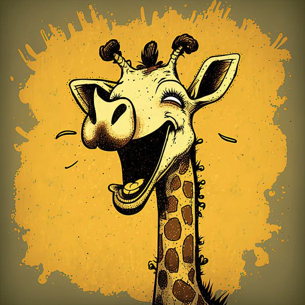 Girafe souriante dans un style cartoon par Harvey Hicks