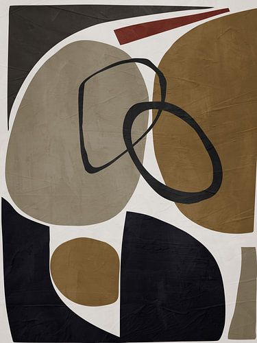 Organische geometrische abstracte kunst in aardetinten