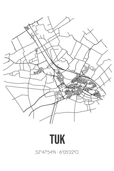 Tuk (Overijssel) | Landkaart | Zwart-wit van Stad & Wand