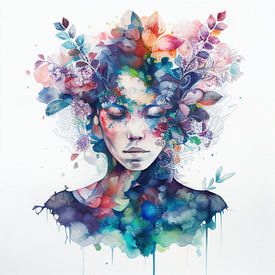 Watercolor Tropical Woman #16 by Chromatic Fusion Studio