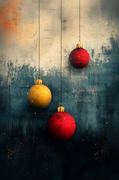 Hanging Spheres - Christmas balls in Abstract Space by Eva Lee