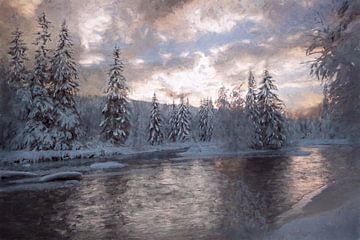 Winter rivier van Marco Lodder