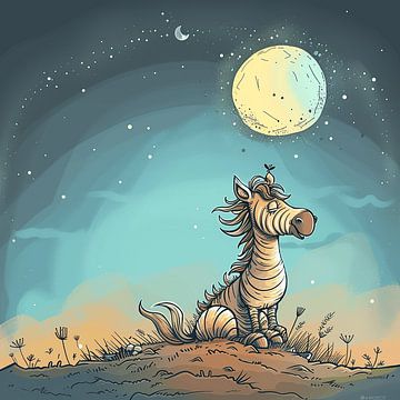 Cartoon mit einem schläfrigen Zebra von Karina Brouwer