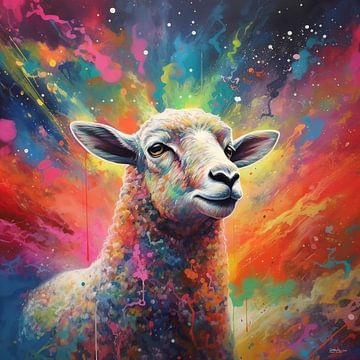 mouton en multicolore sur Gelissen Artworks