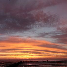 zonsopgang boven wad van Ame land